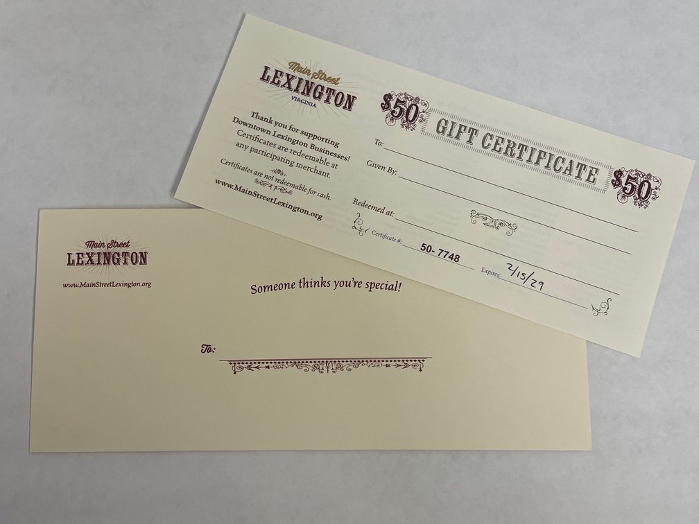 Main Street Lexington Gift Certificate 