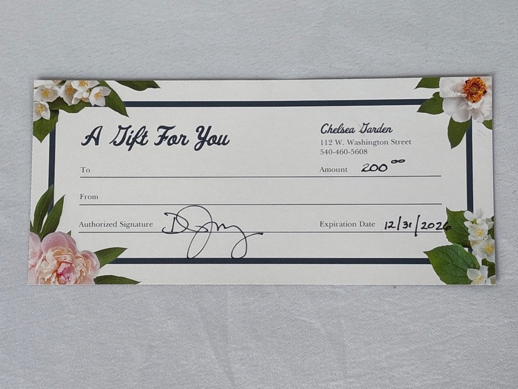 Chelsea Garden Gift Certificate