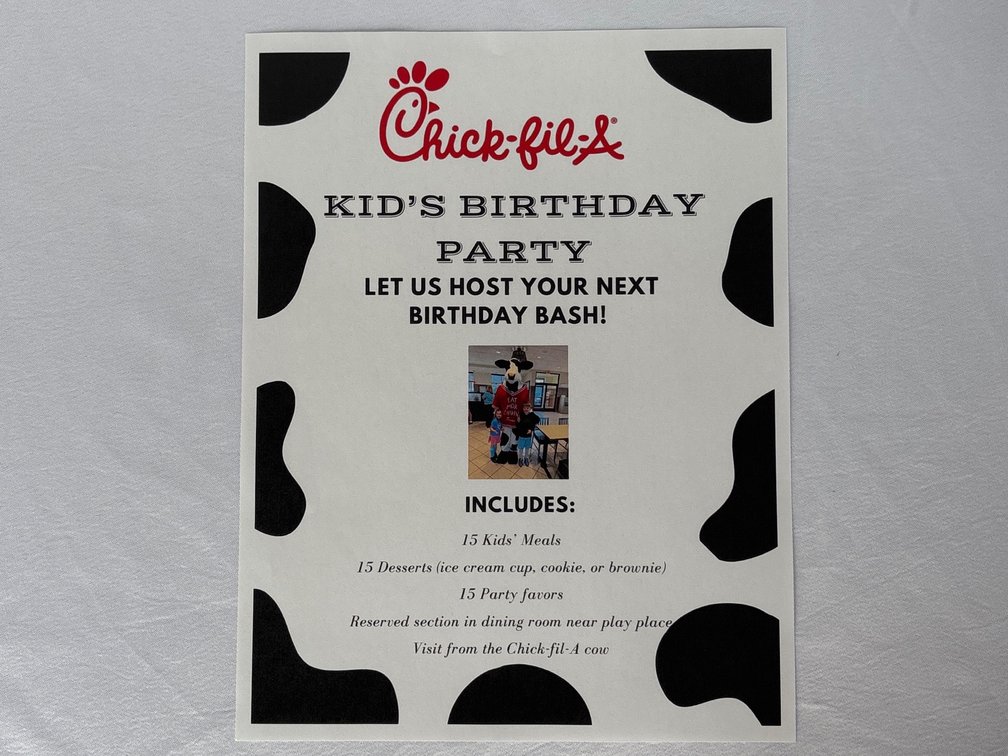 Kid’s Birthday Party at Chick-fil-A