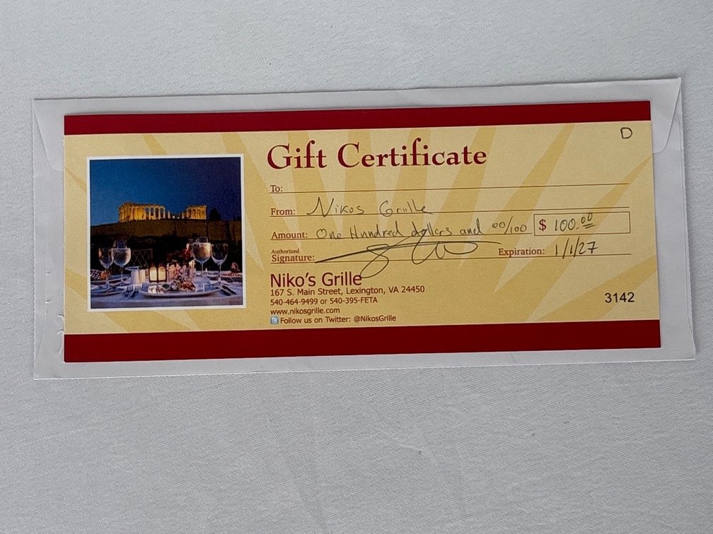 Nikos Grille Gift Certificate