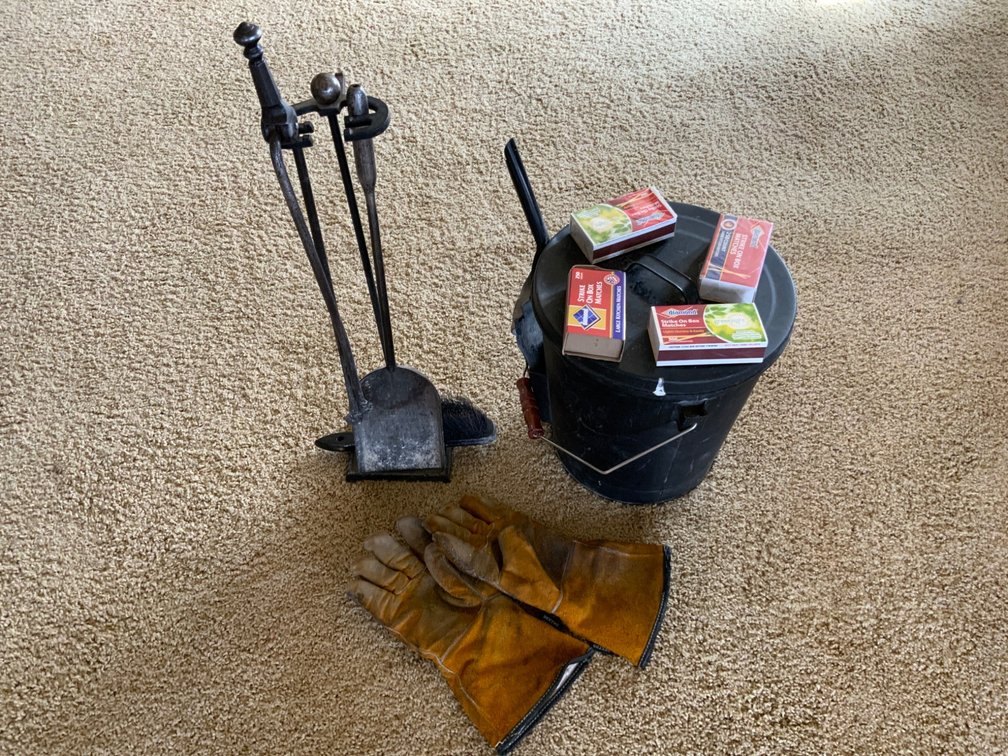 Fireplace Tool Set with Gloves and Ash Bucket