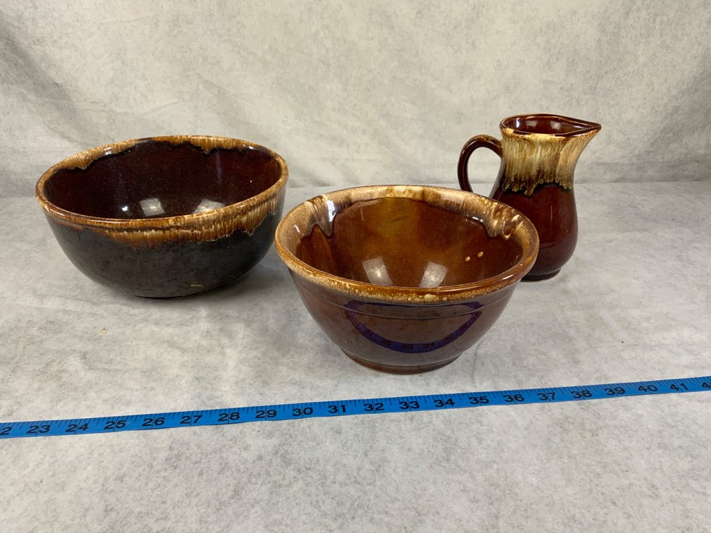 McCoy Brown Drip Glaze Bowl and Pitcher Set