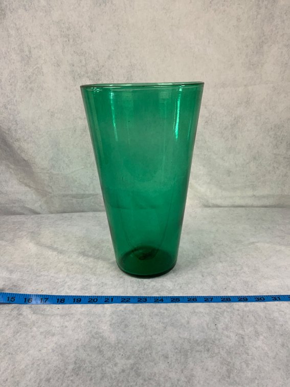 Green Glass Tapered Cylinder Vase