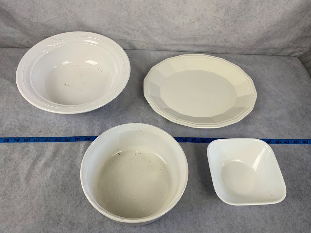 Four White Ceramic Serving Dishes