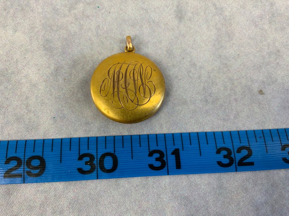 Unmarked Gold-Tone Monogrammed Locket