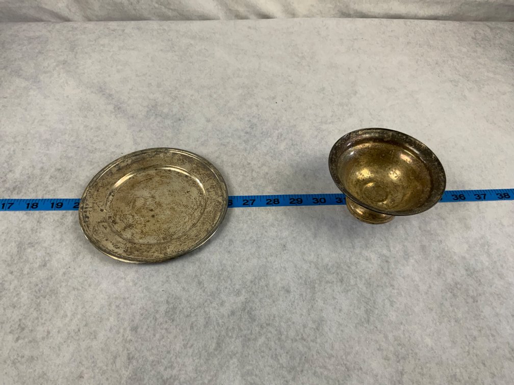 Sterling Silver Plate and Pedestal Bowl