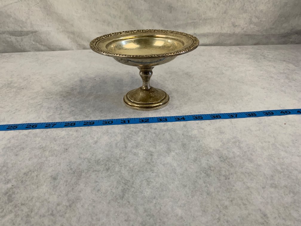 Sterling Silver Compote with Ornate Rim
