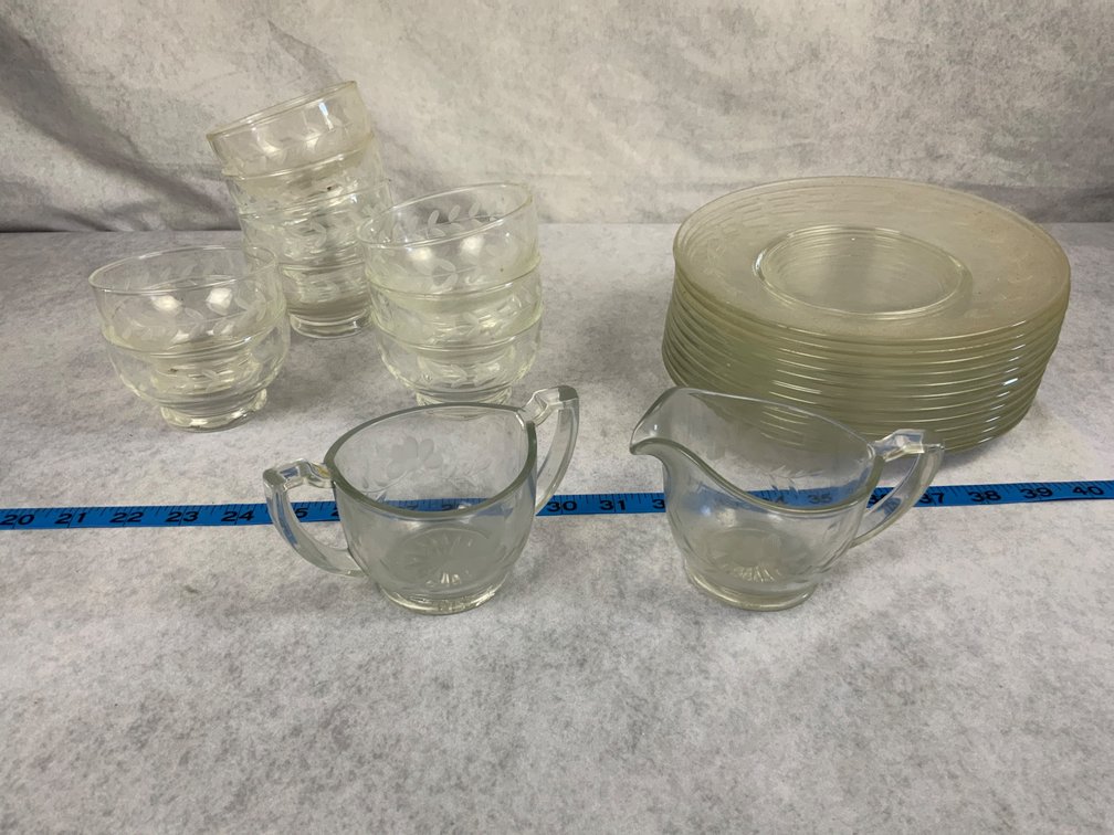 22-Piece Etched Glass Dinnerware Set