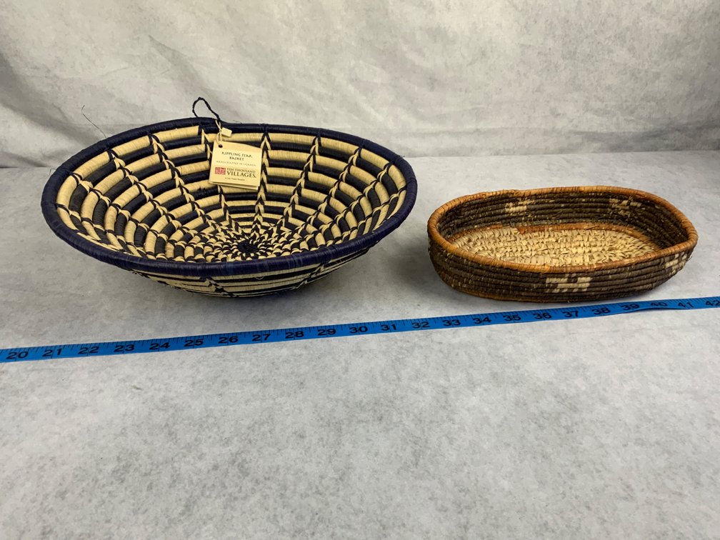 Two Handwoven Baskets: Oval and Round Designs