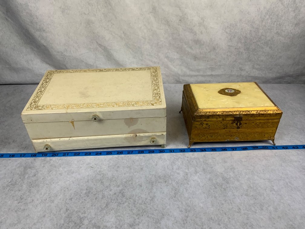 Two Decorative Jewelry Boxes, Mixed Materials