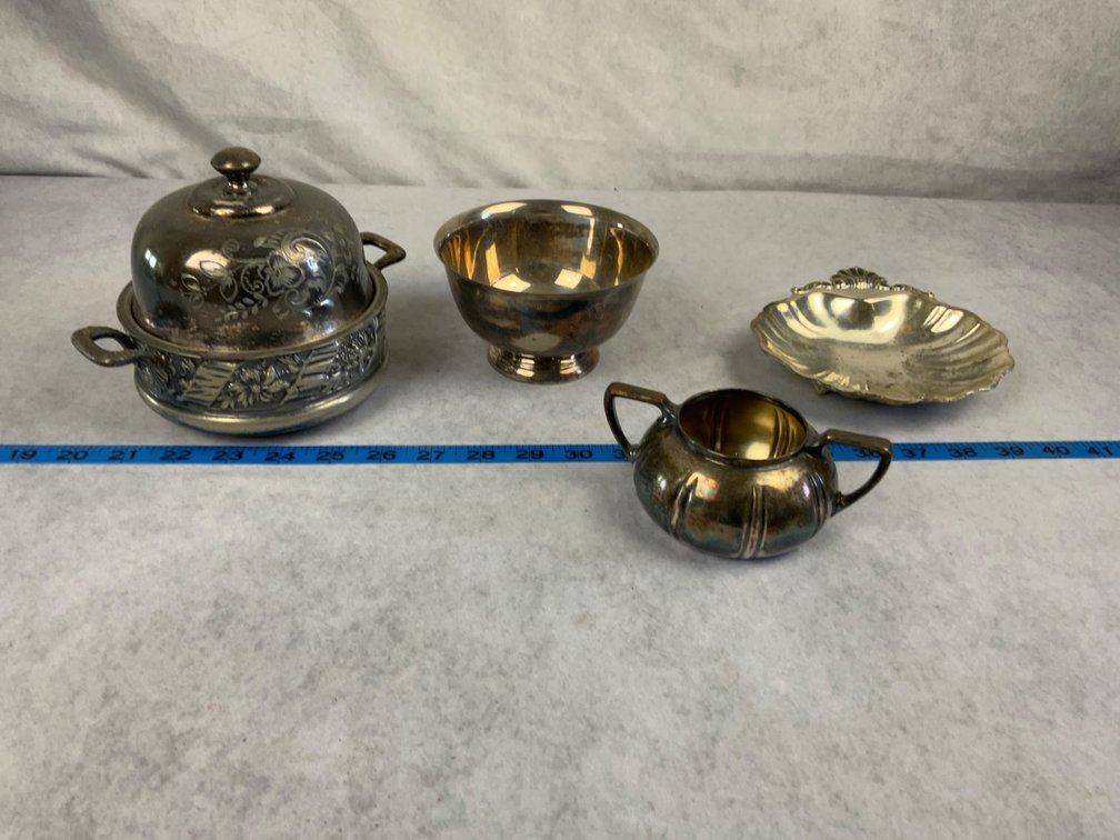 Silver-Plated Tableware Assortment with Covered Dish