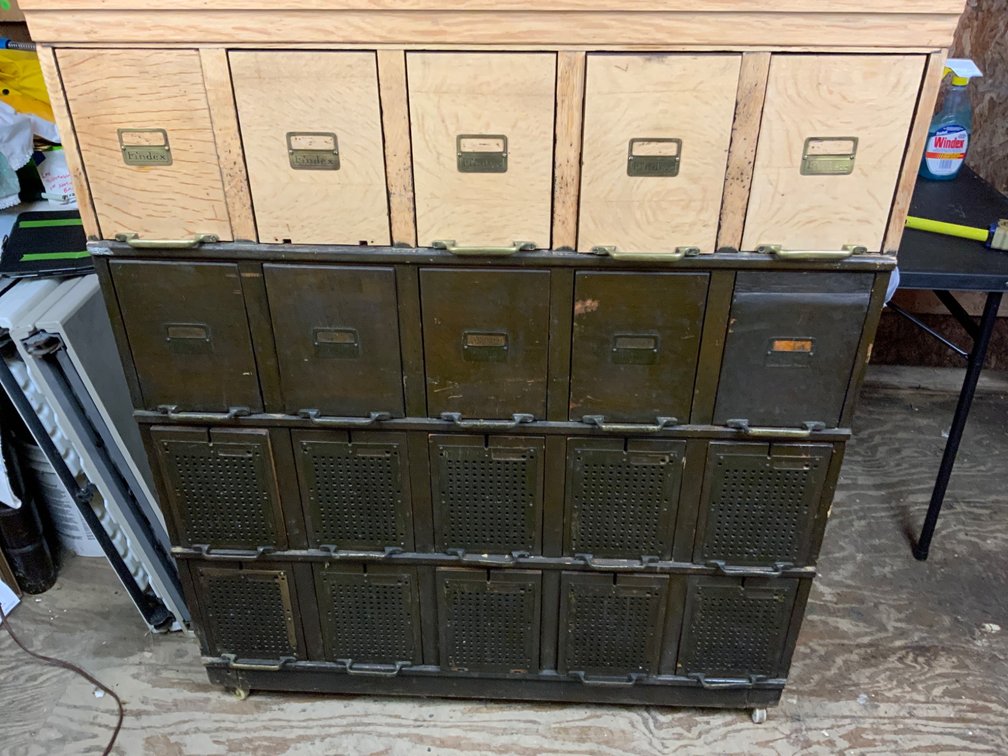 Partially Refinished Oak and Metal Card Catalog