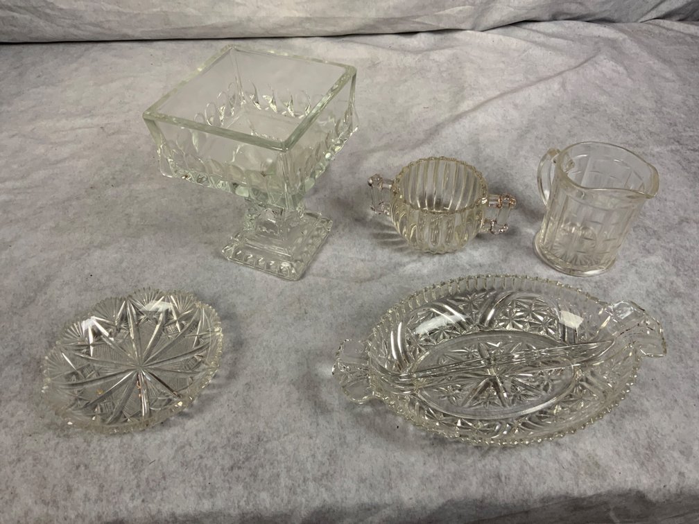 5 Clear Glass Tableware Pieces