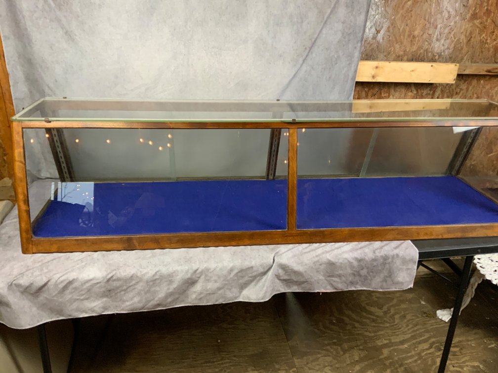 Wooden Display Case with Sliding Glass Doors