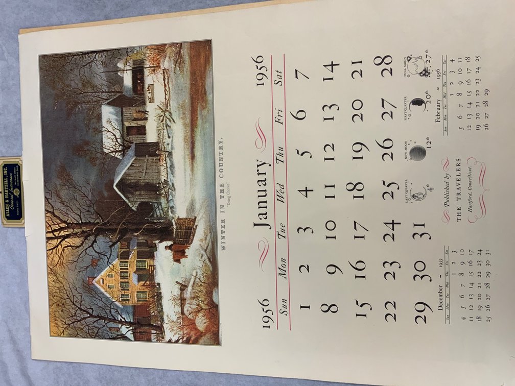 1956 Currier and Ives Calendar, 8 Months