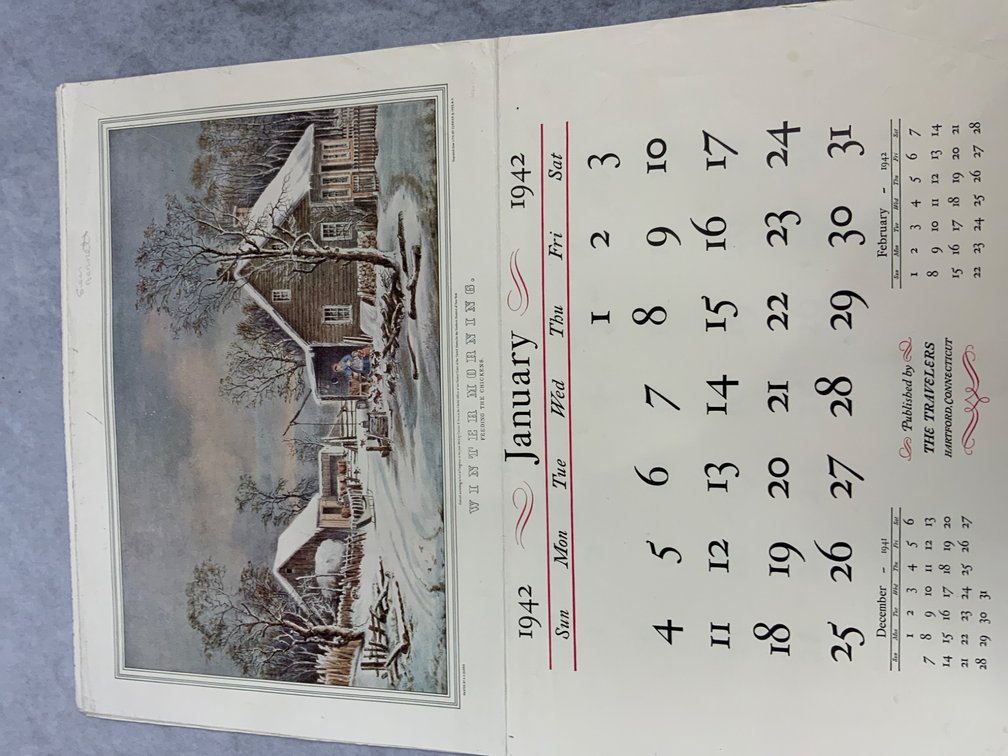 1942 Currier and Ives Calendar
