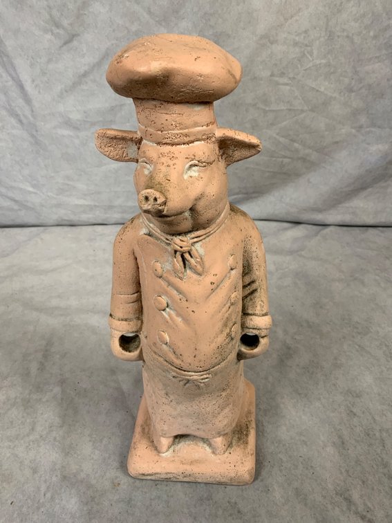 Stoneware Pig Chef Figurine, 13.5 Inches