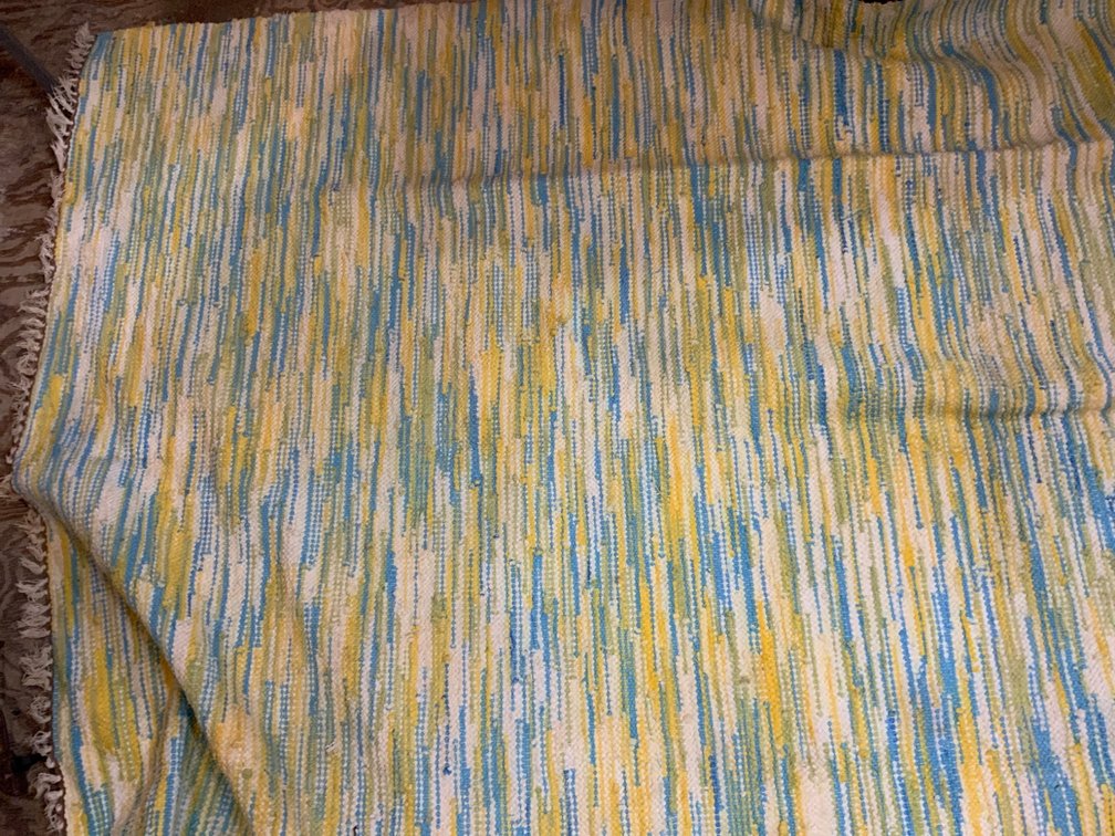 5x9 Hand-Knotted Wool Rug in Yellow, Blue, White