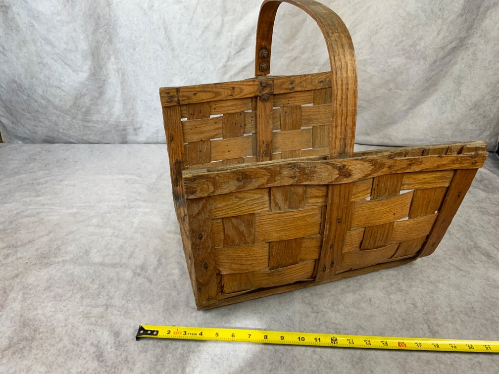 Split oak Woven Wood Market Basket with Handle