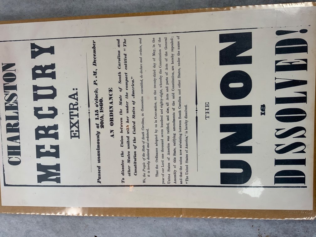 Charleston Mercury Broadside, 1860