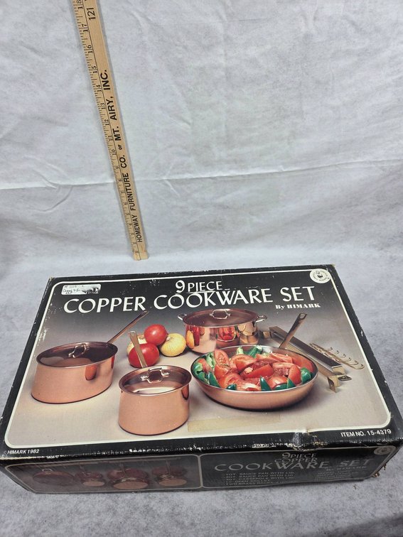 New in Box 9-Piece Copper Cookware Set