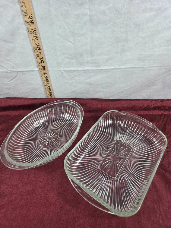 2 Pressed Glass Casserole Dishes