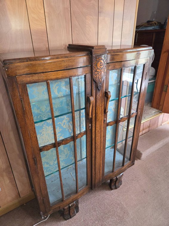 Wooden Display Cabinet with Glass Shelves