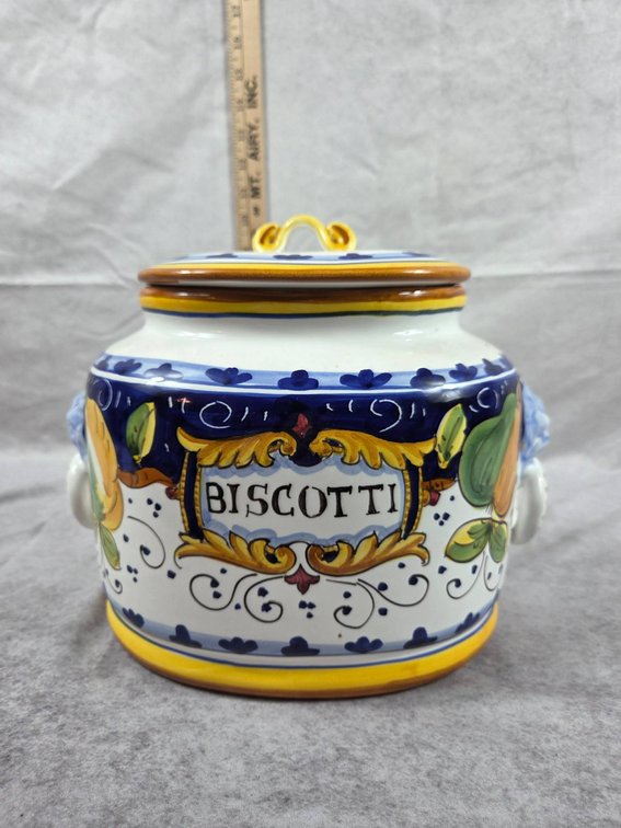 Hand-Painted Italian Ceramic Biscotti Jar