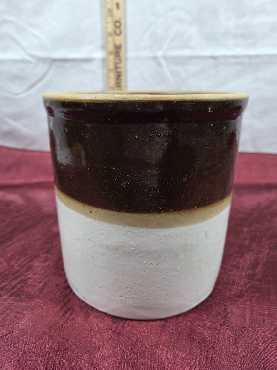 6-Inch Stoneware Crock with Cracks Noticed