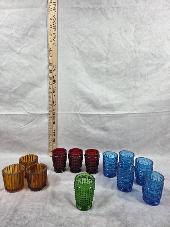 Green, Red, Amber, and Blue Votive Candle Holders