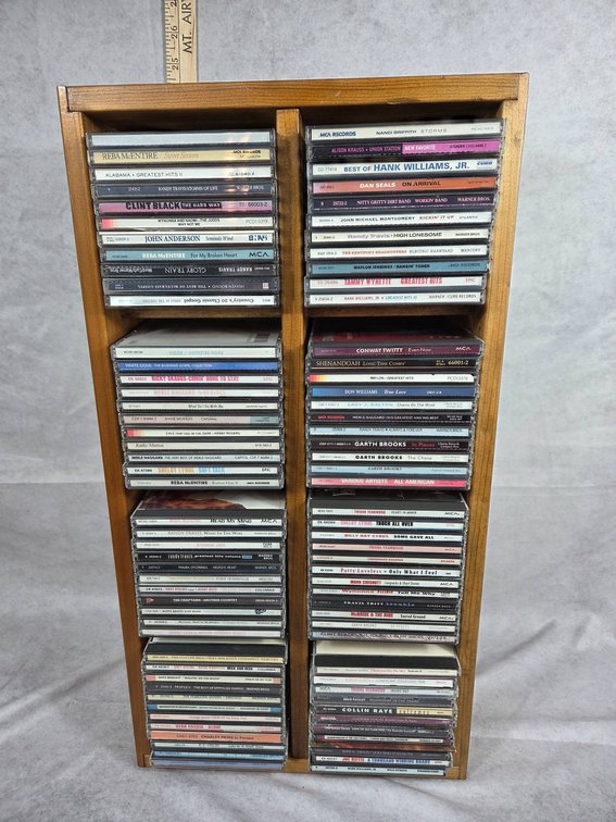 CD's in Wooden Rack