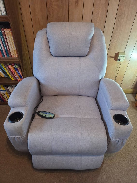 Gray Upholstered Massager chair  with Heat