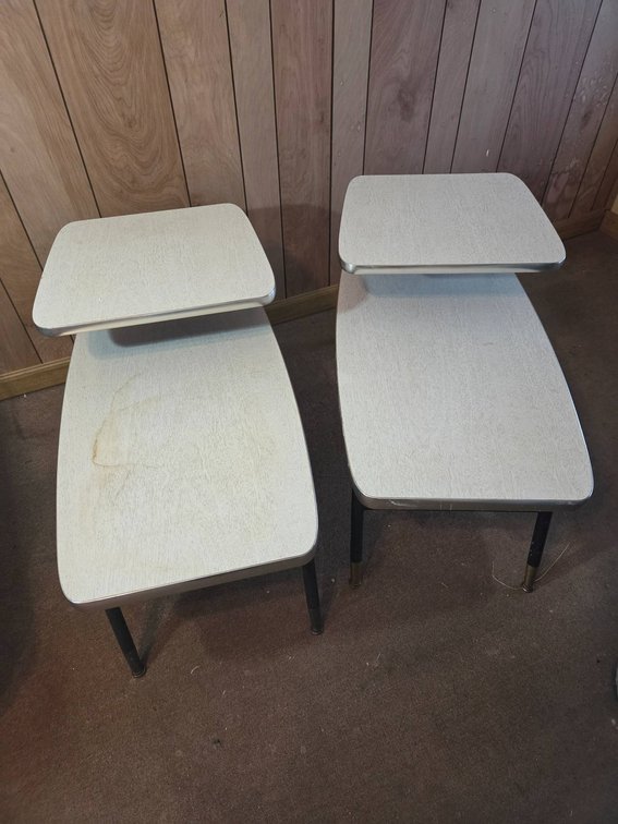 Mid-Century Modern Two-Tier Corner Tables