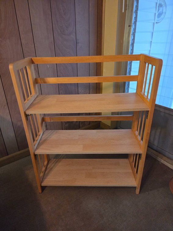 Foldable Wooden Bookcase With Three Shelves