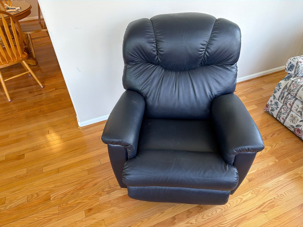 Blue Leather Swivel Chair by La-Z-Boy