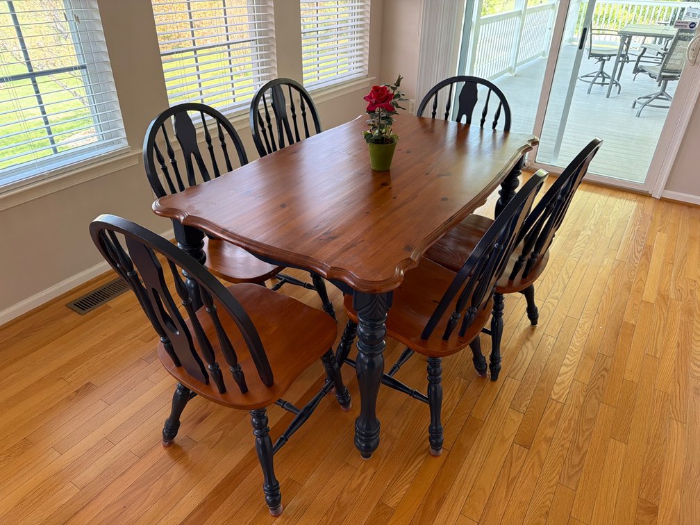 Pine Dining Table with Six Chairs