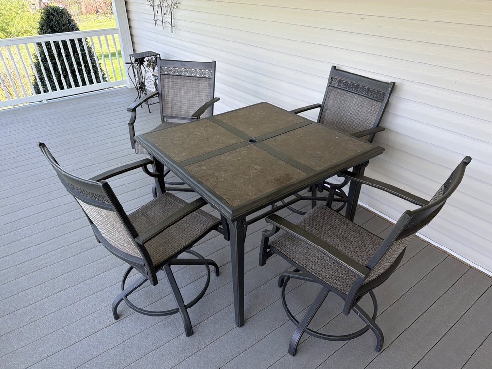 Outdoor Patio Set with Tile-Top Table and Chairs