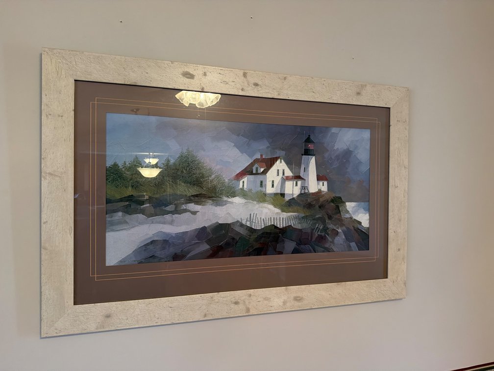 Framed Lighthouse Landscape Print, 49.5”x29.5”