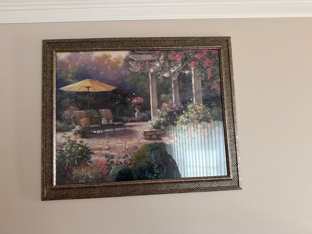 Framed Garden Scene Print, 32.5”x26.5”