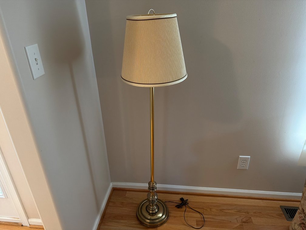 Brass Floor Lamp with Pleated Fabric Shade