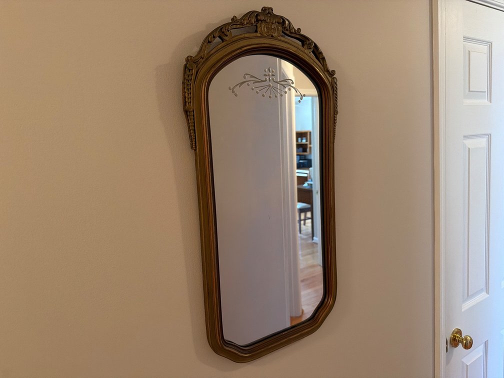 Gold-Tone Wall Mirror with Ornate Frame