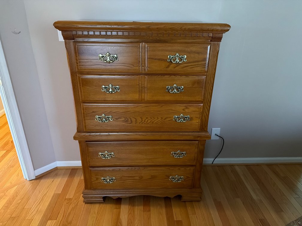 Oak Four-Drawer Chest with Brass Pulls