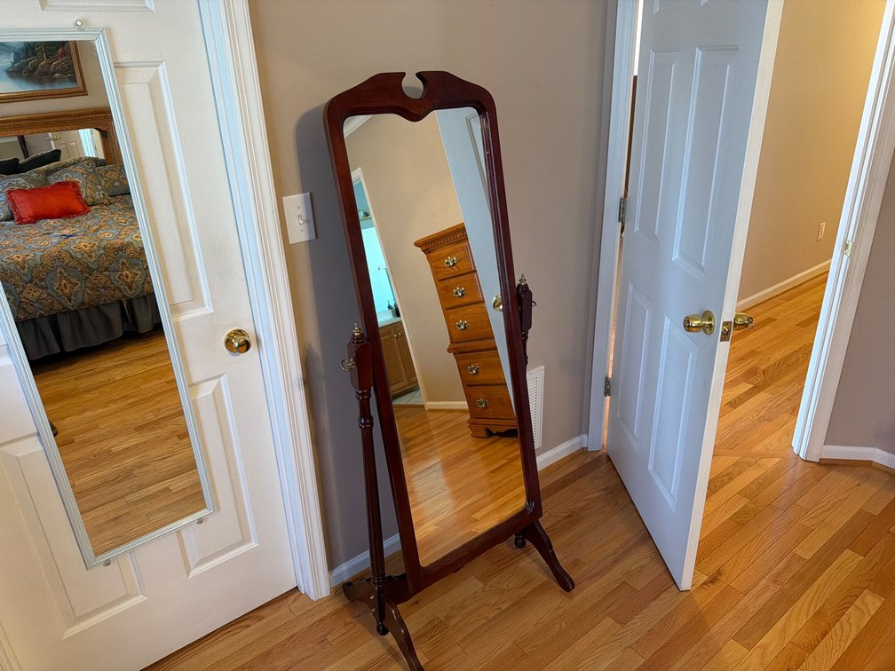 Mahogany Finish Cheval Standing Mirror