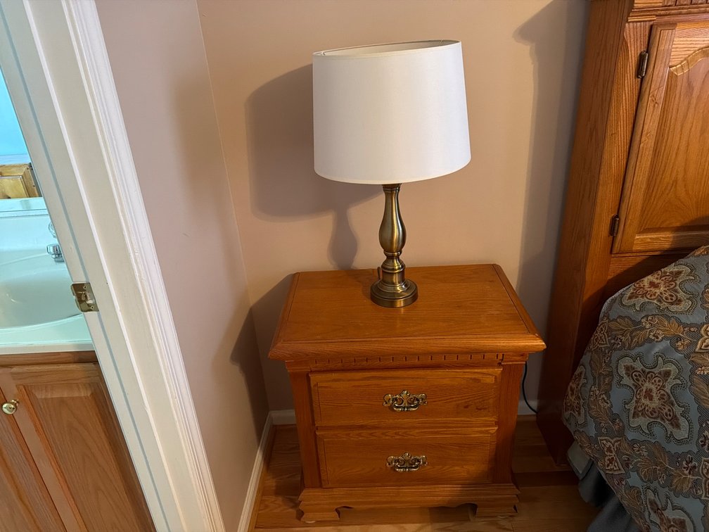 Two-Drawer Wood Dresser, 26”x16”x26”