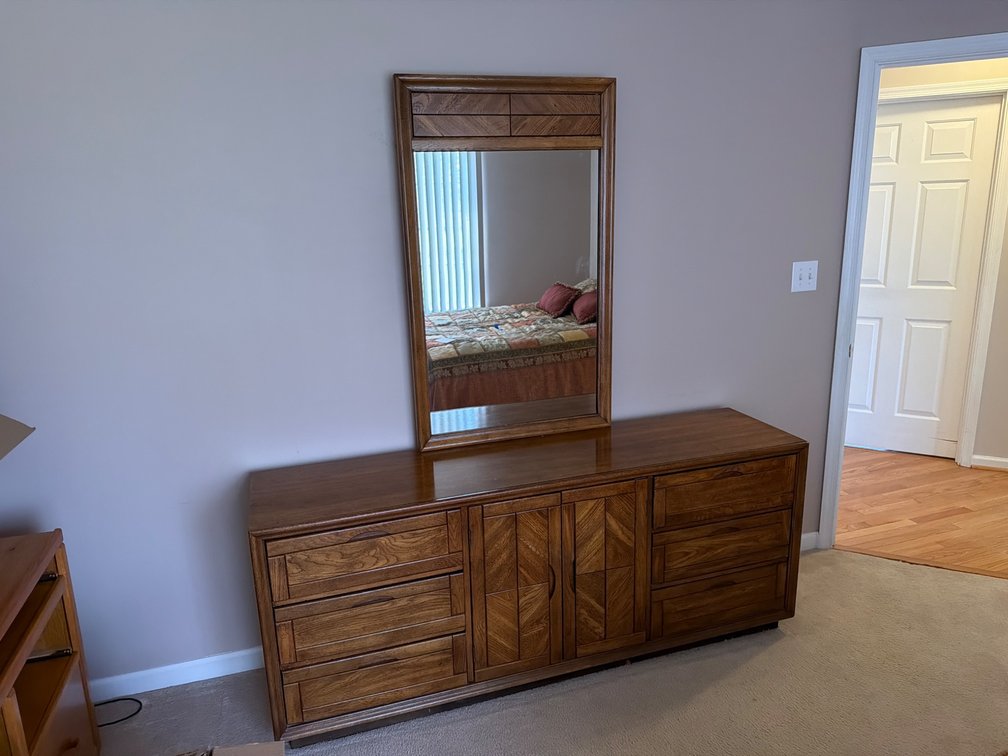 Wooden Dresser with Matching Mirror