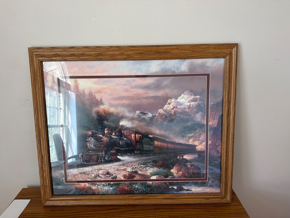 Framed Train Landscape Print, 32”x26”