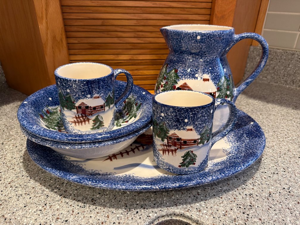 Winter Scene Ceramic Serving Set by Katherine Michaels