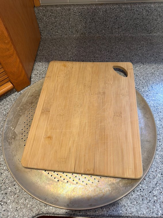 Bamboo Cutting Board and Metal Pizza Pan