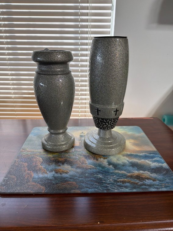 Two Silver Glitter Decorative Vases