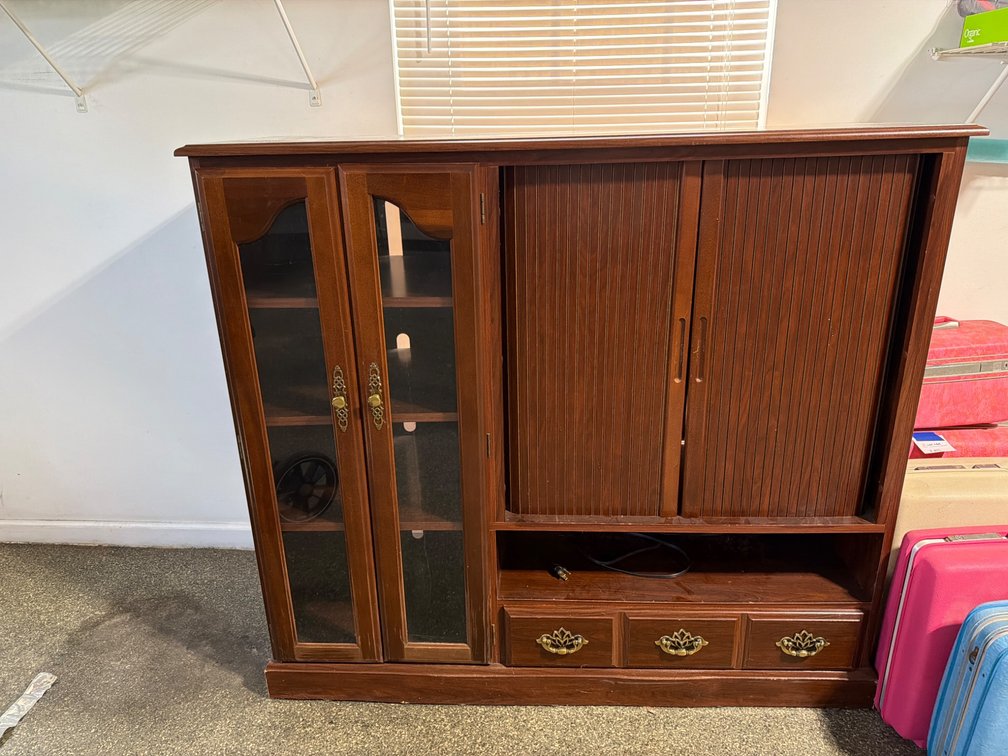 Wooden Entertainment Cabinet with Shelving